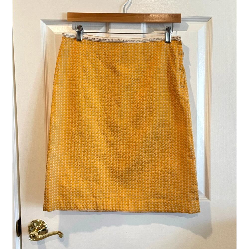Max Studio Mustard Yellow Textured Heart Print Pencil Skirt US Size 4
